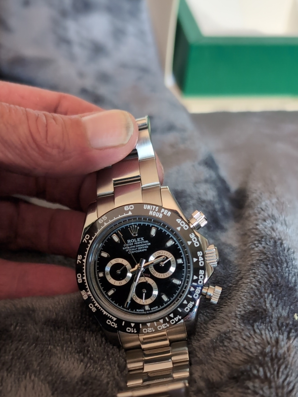 Rolex Silver Bracelet Watch with Black Dial ( Refurbished ) - Picture 7 of 12